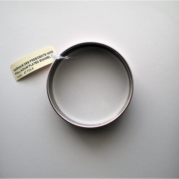 NWT Hermes Harnais Des Presidents Enamel Palladium Plated Wide Bracelet Size 70 - Picture 6 of 12